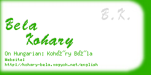 bela kohary business card